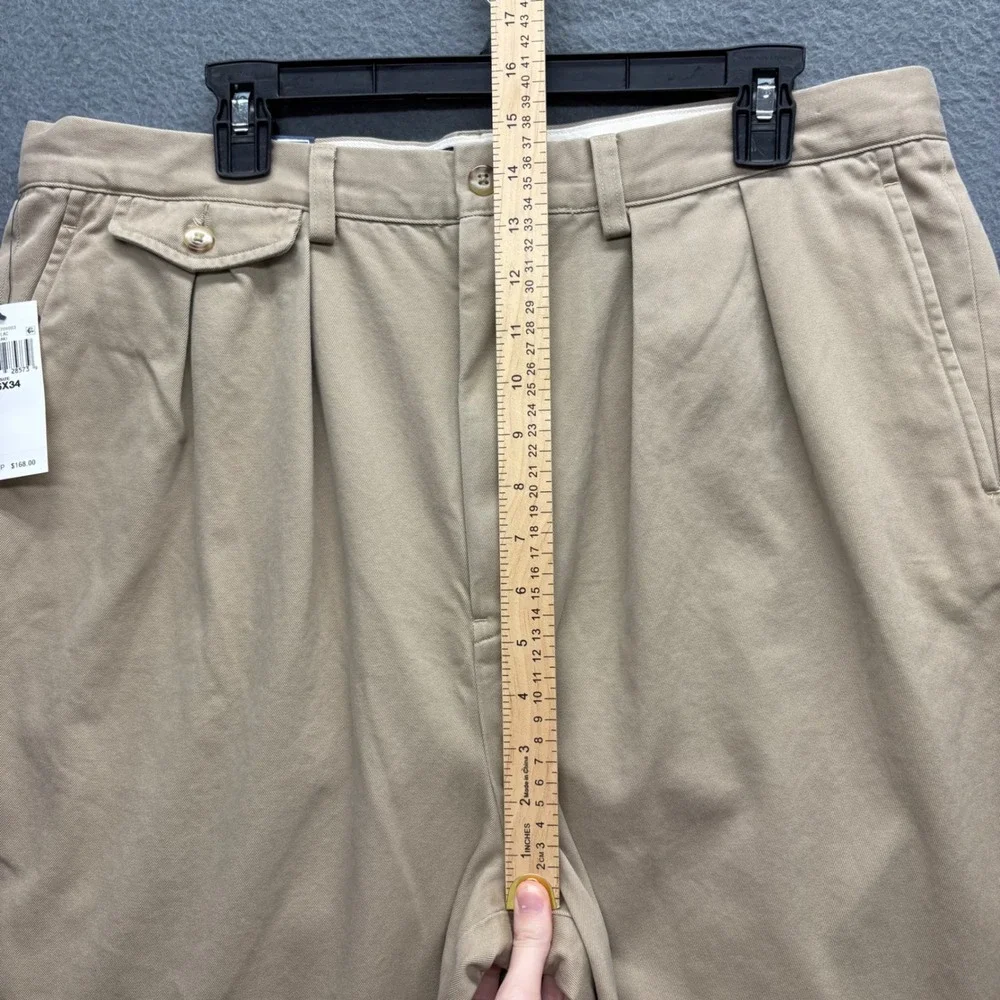 Polo Ralph Lauren Whitman Chino Khaki Pleated Relaxed Fit Mens Pants 36x32 NEW
